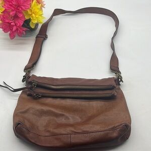 Margot Tan Leather Crossbody Bag. BRN2346C
